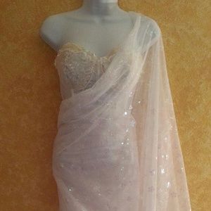 Embroidered Sequin Lace Sheer Corset Wedding Saree